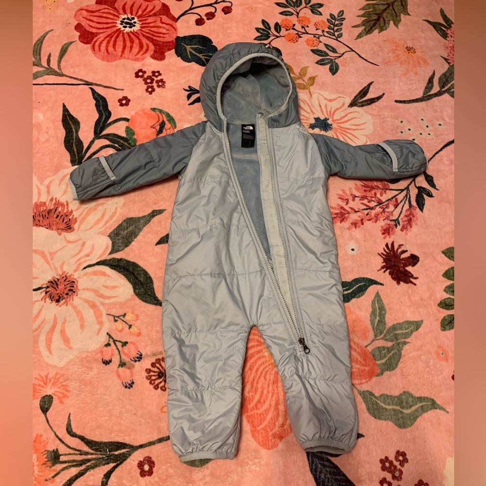 The North Face Baby Hooded Snowsuit in Pale Blue